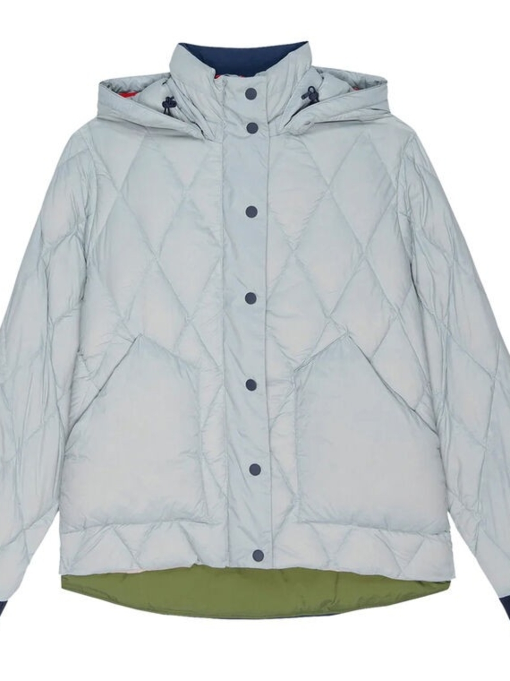 THE GREAT. The Polar Puffer NWOT. Light Blue With Morning Fog Landscape.